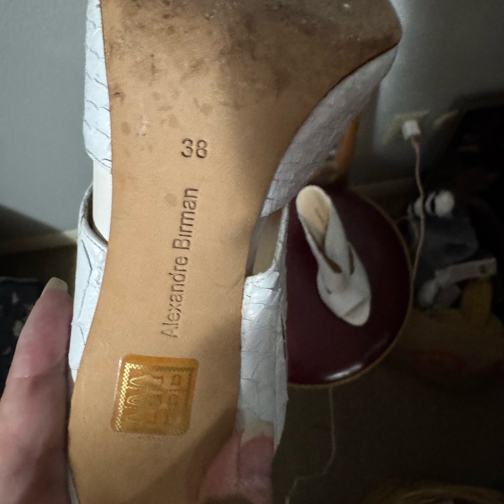 Alexandre Birman White Python Slide In Heels Sz 38 - image 2